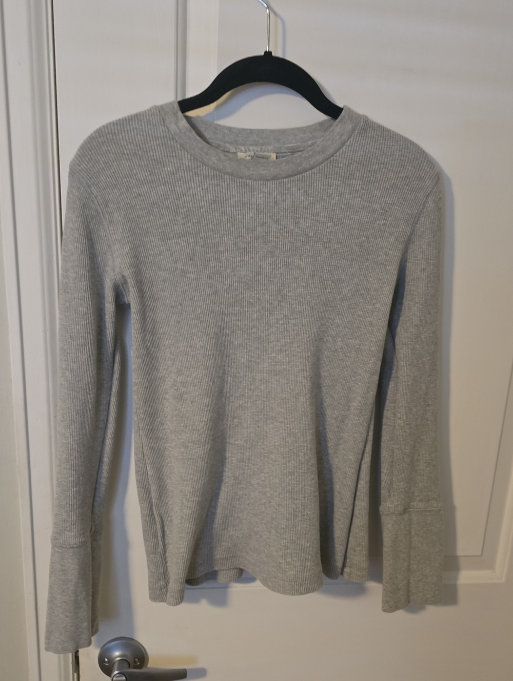 Sundance Light Gray Ribbed Crewneck Sweater